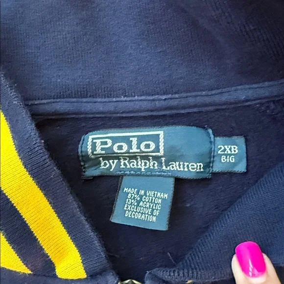 Polo Ralph Lauren Track Jacket Navy Yellow Striped 2XB Big & Tall - Picture 2 of 6